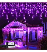 JMEXSUSS Purple Icicle Lights, 33.8 FT 400 LED Purple Christmas Lights Outdoor Waterproof, 8 Mode...