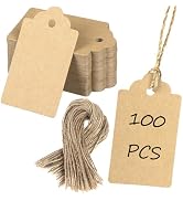 Uniclife 100 Pcs Kraft Paper Tags with String Writable Brown Price Tags with Jute Twine Hang Tags...