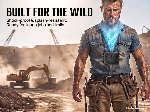 Rugged blue collar fan under shirt resists splashes, dust, and bumps on jobsites and outdoor trails