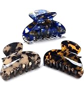 3 Packs Women Medium Hair Clips Tortoise Claw Clips Celluloid Jaw Clips Leopard Print Hair Clamps...