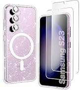 KIOMY Glitter Clear Case for Samsung Galaxy S23 5G with Diamond Sparkle Camera Lens Protector and...