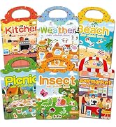 CREATIVETREES 6 Sets Reusable Sticker Book for Toddlers 3-6, Jelly Sticker Books for Toddler, Tra...
