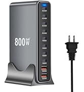 800W USB C Fast Charger Block, 10 Ports GaN III USB Chagring Station, Dual 140W PD PPS HUB for Mu...