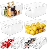 Hudgan 8 Pack Pantry Organizers and Storage, 4 Large Plastic Storage Bins and 4 Small Stackable C...