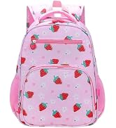 RHCPFOVR Kids Backpack for Girls - Girls Backpack 3-8 Ages Strawberry for Kids 15 Inch School Boo...