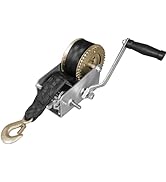 Jack Boss Hand Winch, 2000 lbs Pulling Capacity, Boat Trailer Winch Heavy Duty Rope Crank with 26...
