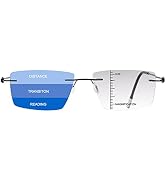 YIMI Rimless Progressive Multifocal Reading Sunglasses for Men Women Trifocal Sun Readers Blue Li...