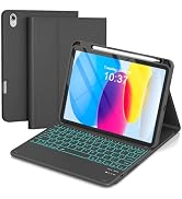 RAYMCRAFT for iPad (A16) 11th/10th Generation Case with Keyboard, 7 Color Backlit, Multi-Touch Tr...