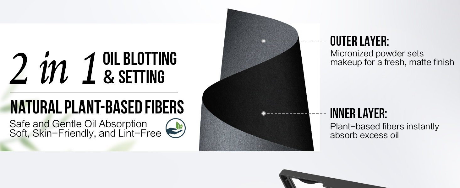 oil blotting sheets, touch-up sheets with mirror, natural plant fiber paper, portable, matte