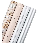 WRAPAHOLIC Wrapping Paper Roll - Elegant Floral and Lace Printed for Wedding, Birthday, Holiday, ...
