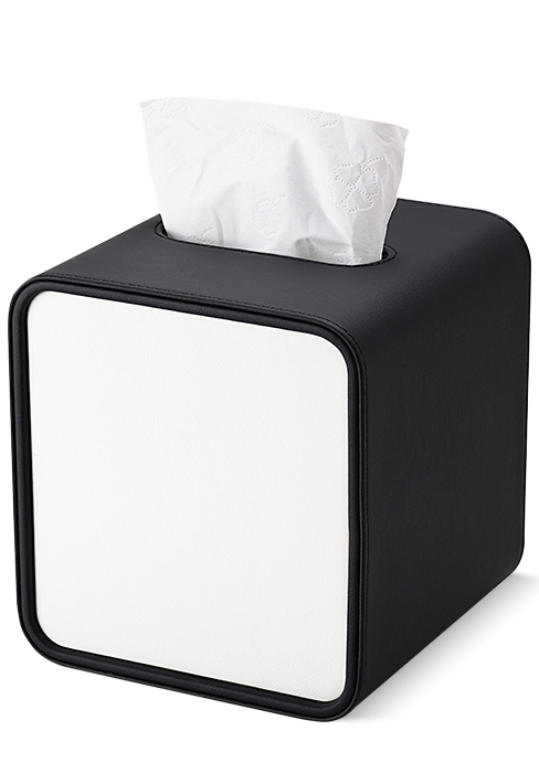 cube kleenex box cover black