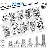 smseace 72Pack Battery Terminal Bolts and Nuts 6-Sizes M5x10/12/14&M6x16/18/20mm 304 Stainless St...