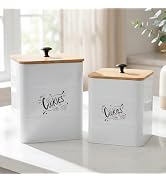 Goaste 2 Sizes Metal Cookie Jars with Lid, 101 & 54 OZ White Candy Cookie Tins, Decorative Food S...
