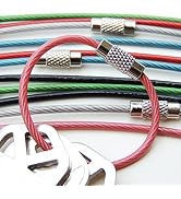 Office Werks 6 Inch Key Ring - 2 mm Rings - Plastic Coated Stainless Steel Wire Cable - Colored -...