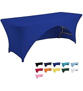 Jeloris Spandex Open Back Tablecloth (6FT, Royal Blue) Fitted, Washable, Wrinkle Free, Elastic St...