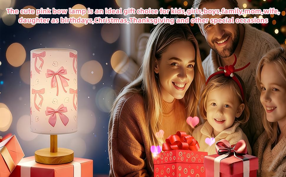 Perfect Pink Bow Table Lamp Gift for Kids Girls Boys Women
