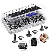 TLKKUE 240 Sets Rivets for Leather, Leather Rivets 3 Sizes Leather Double Cap Rivets for DIY Leat...