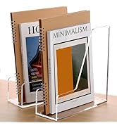 SANRUI 2-Pack Acrylic Magazine File Holder Desk Organizer Magazine Rack, Clear, Vertical File Sor...