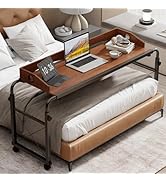 BYMECOST Laptop Desk for Bed, Adjustable Height & Length Laptop Bed Table,Overbed Table with Whee...