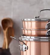 GreenPan x Bobby Flay 8 Piece Copper Clad Pots & Pans, Induction Ready Cookware, Measurement Mark...
