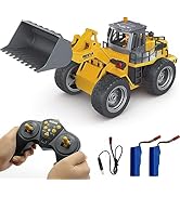 Fistone 9 Channel RC Front Loader, 4WD Alloy Shovel Loader Tractor, 2.4Ghz RC Bulldozer Construct...