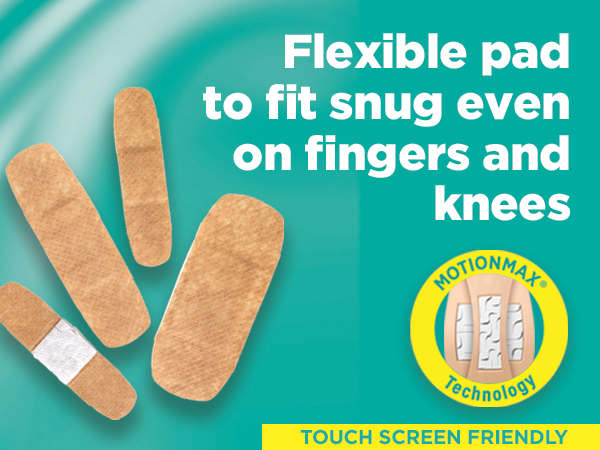 Image of four Band Aid Brand Skin Flex bandages