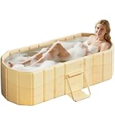 HLCZLUZ Portable Foldable Bathtub, Freestanding Bathtub No Installation, Bathroom SPA Soaking Bat...