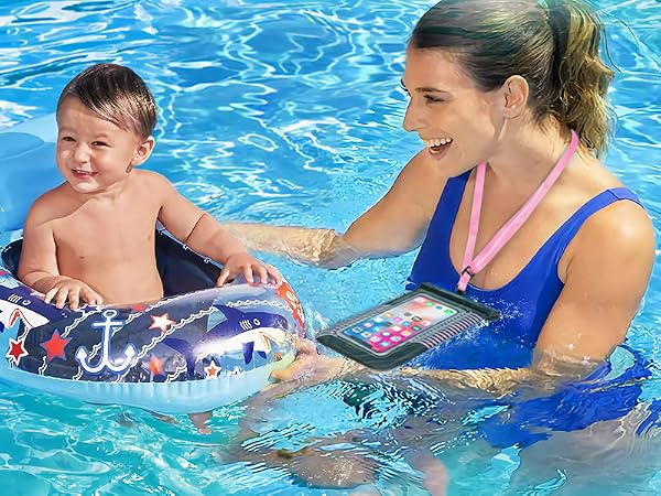 floating waterproof phone protector pouch iphone water case holder under water park pool Vacation