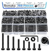 Bemaka 760PCS M3 Screws Kit, M3x6/8/10/12/16/20/25/30mm Hex Socket Head Cap Screws Bolts Nuts Was...