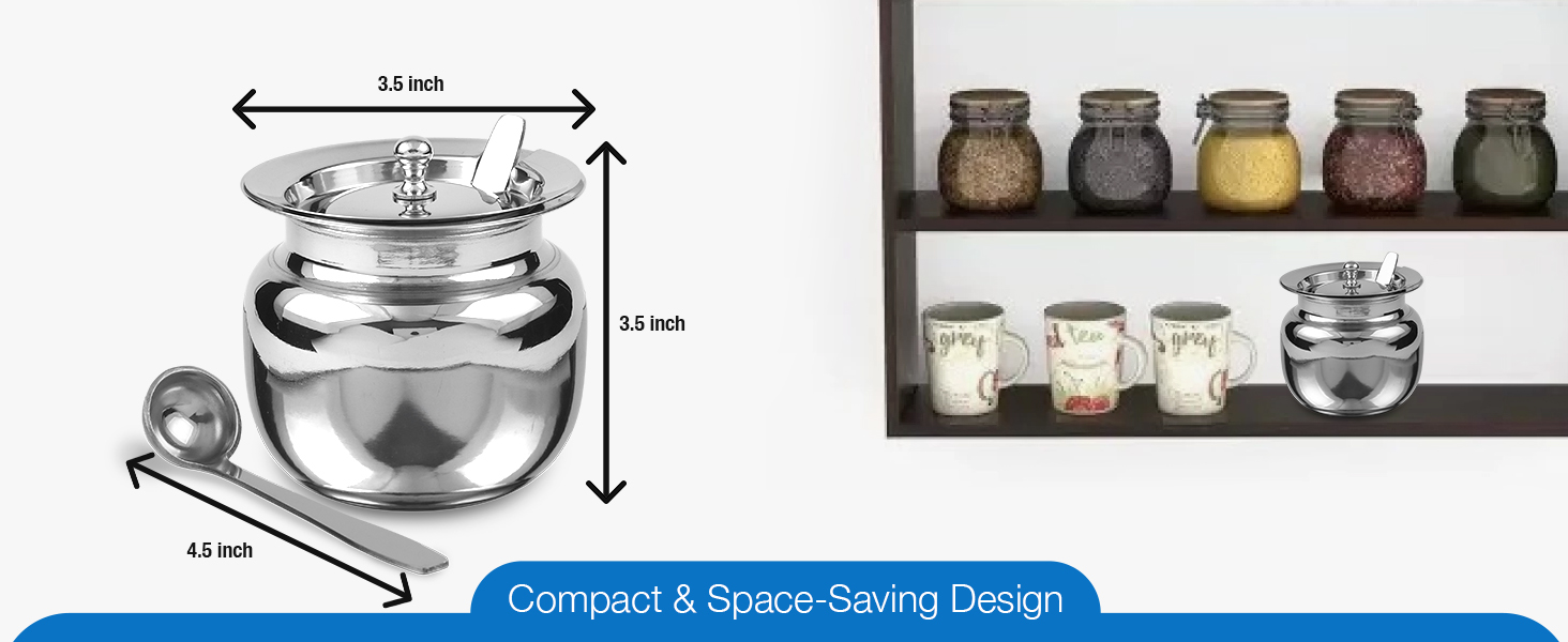 stainless steel oil container indian cookware sugar dispenser with spoon