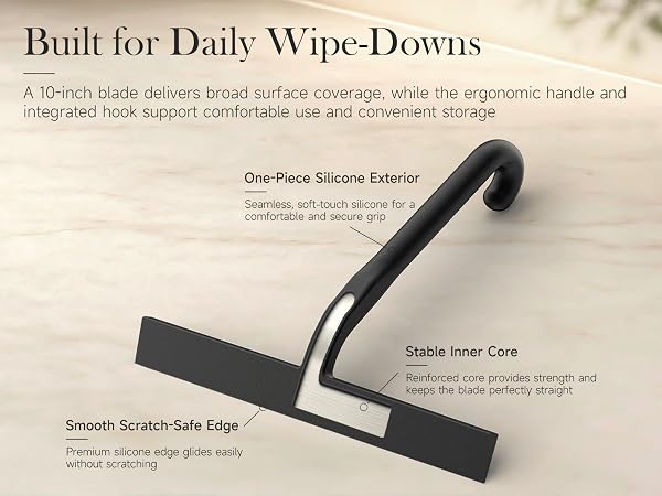 10 Inch Silicone Shower Squeegee for Glass Doors