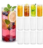 Mezchi Water Glasses Set of 12, Thin Highball Glasses, 17 Oz Tall Drinking Glasses, Lightweight C...