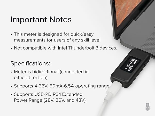 USB-C voltage and amperage meter for quick, easy measurements, ideal for all skill levels
