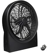 Treva 10 Inch Portable Rechargeable Fan & Battery Powered, 3 Speed Adjustable Personal Fan, Indoo...