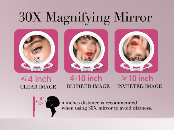 30x magnifying mirror,travel mirror,travel magnifying mirror with light,