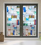 square stained glass window film privacy window film 3D decorative window film for glass