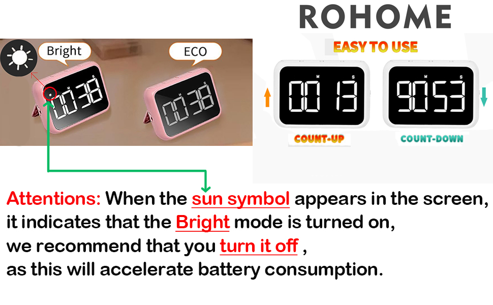 rohome kitchen timer countdown stopwatch