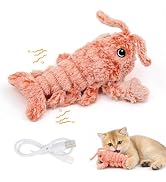 Electric Moving Shrimp Cat Toy USB Rechargeable Touch Activated Catnip Toy | 3 wag modes; auto st...