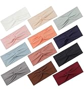 12 Pcs Stretchy Headbands for Women, Absorbed Sport Headband Soft Twist Knotted Headbands for Dai...