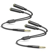 2 Pack 1/4 TS Stereo Audio Cable 1 FT, Splitter Y Adapter, 6.35mm Mono Male to Dual 6.35mm TS Mon...