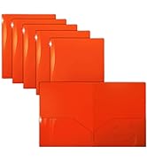 Extra Heavyweight Orange Plastic 2 Pocket Portfolio Folders, 12 Pack, Premium Letter Size Folders...