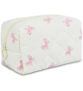 AMZMA Quilted Makeup Pouch,Cotton Puffy Makeup Bag, Coquette Cosmetic Bag for Women and Girls, Ae...