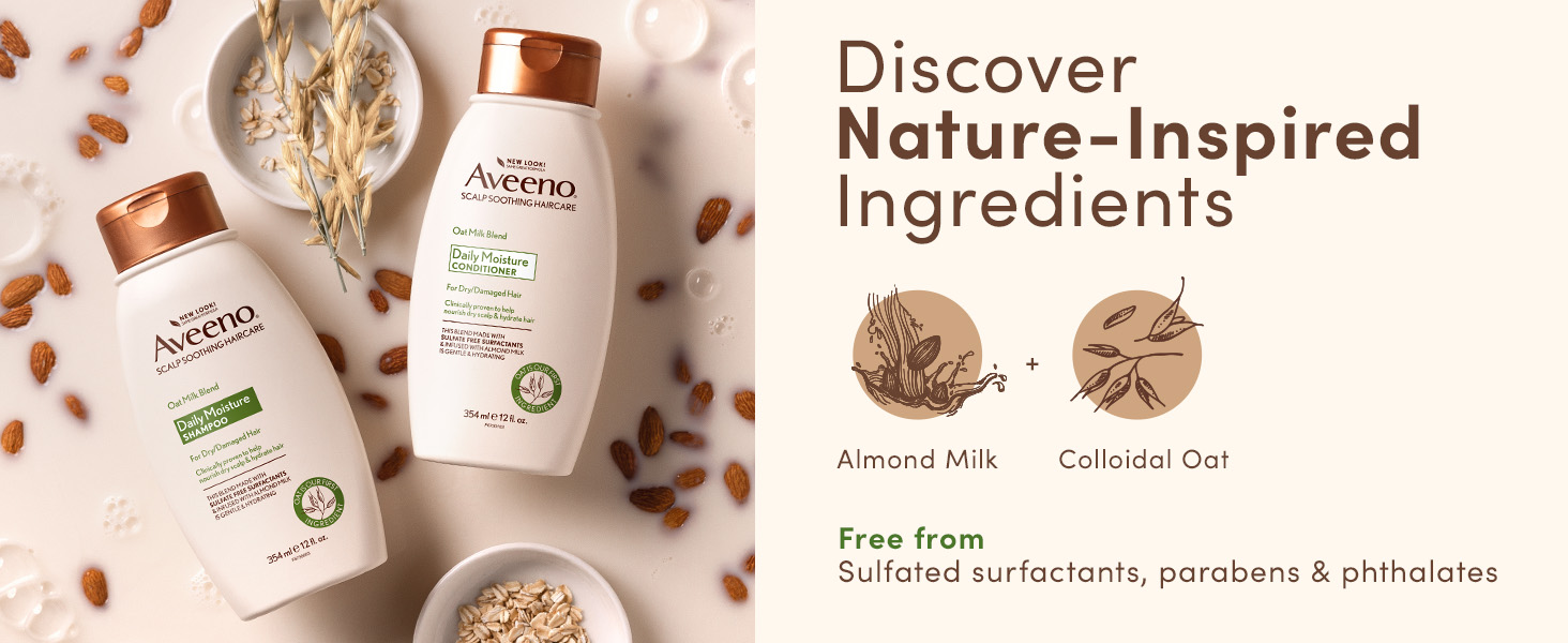 Daily Moisture hair care products with nature-inspired ingredients like oat milk & colloidal oat