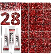 36000Pcs Red Rhinestones for Bedazzling, Bedazzler Kit with Rhinestones, Multi-Size 2-6MM Light S...