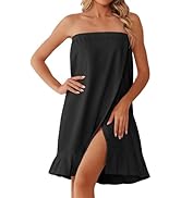 Ekouaer Towel Wrap for Women With Velcro Ruffle Shower Wrap Spa Robes For Women Lightweight Knee ...