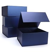Giftgarden 4-Pack 8”x8”x4” Blue Gift Boxes with Magnetic Lids, Collapsible Magnet Clourse Square ...