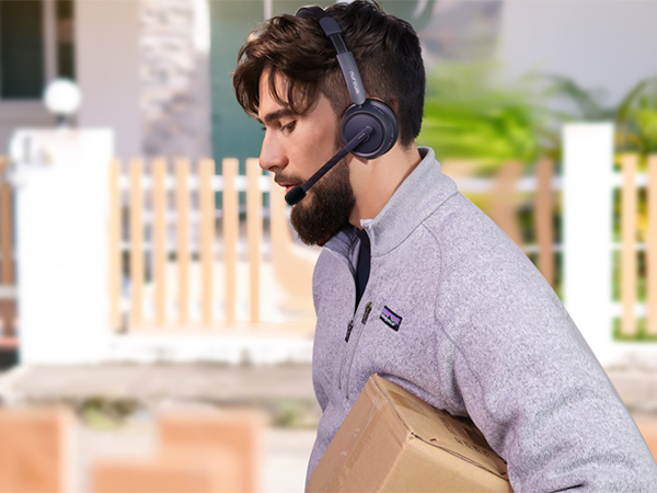Bluetooth Headset with Noise Cancelling Microphone, Bluetooth 5.3 Multi-Point/Mute, Wireless Headset