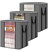 punemi 120L Blanket Storage Bags, Foldable Clothes Storage Organizer with Zipper, Reinforced Hand...