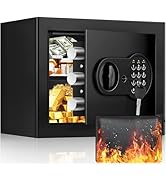 1.2 Cu Ft Home Safe, Small Safe Box with Fireproof Waterproof Bags, Programmable Keypad and Remov...