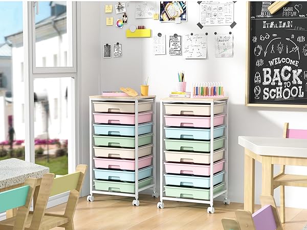 Utility Rolling Cart with Drawers for school